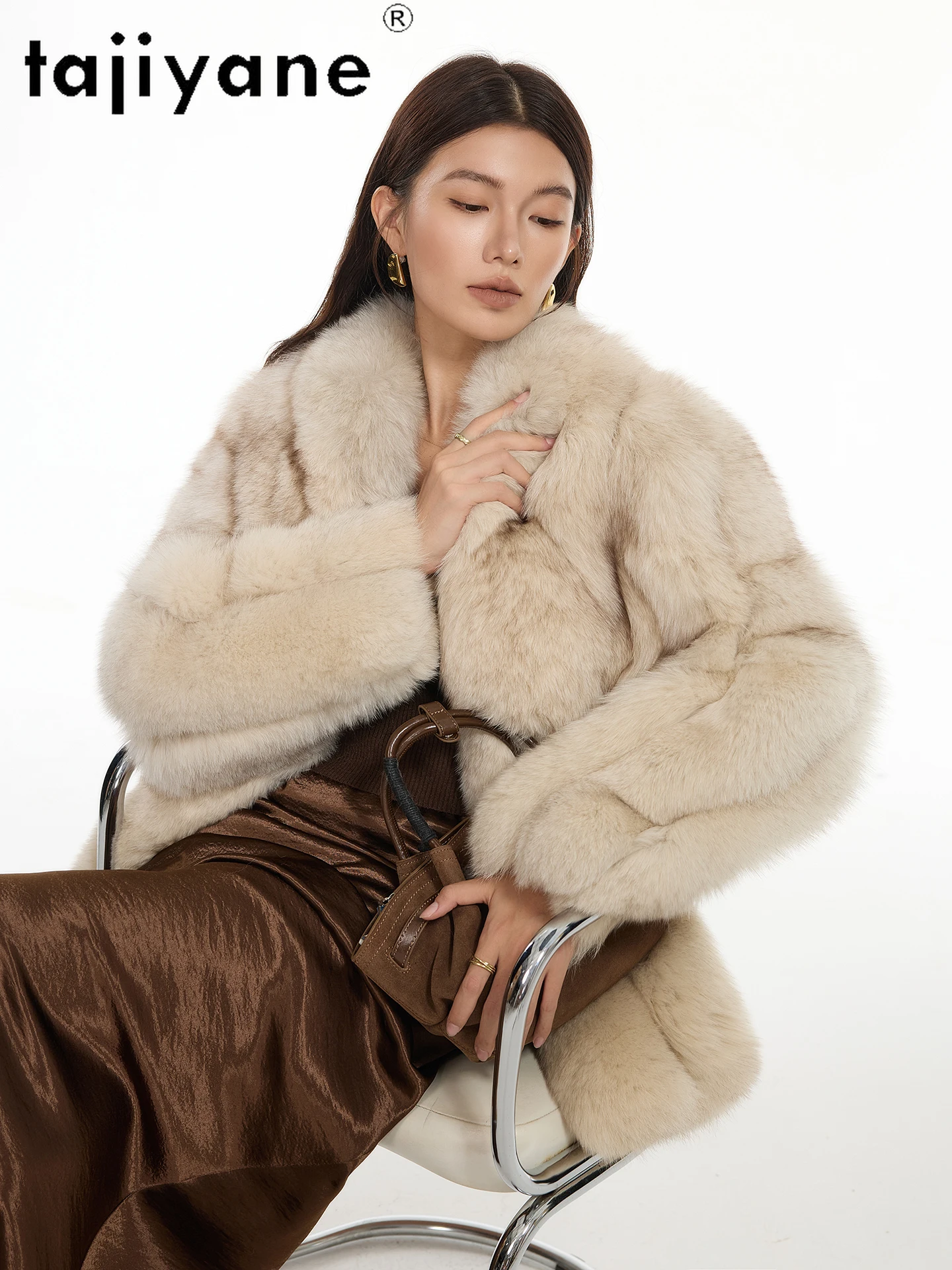 TAJIYANE 100% abrigos de piel de zorro Natural para mujer, chaquetas de piel auténtica de lujo, prendas de vestir exteriores cálidas de invierno para mujer, ropa de mujer 2025