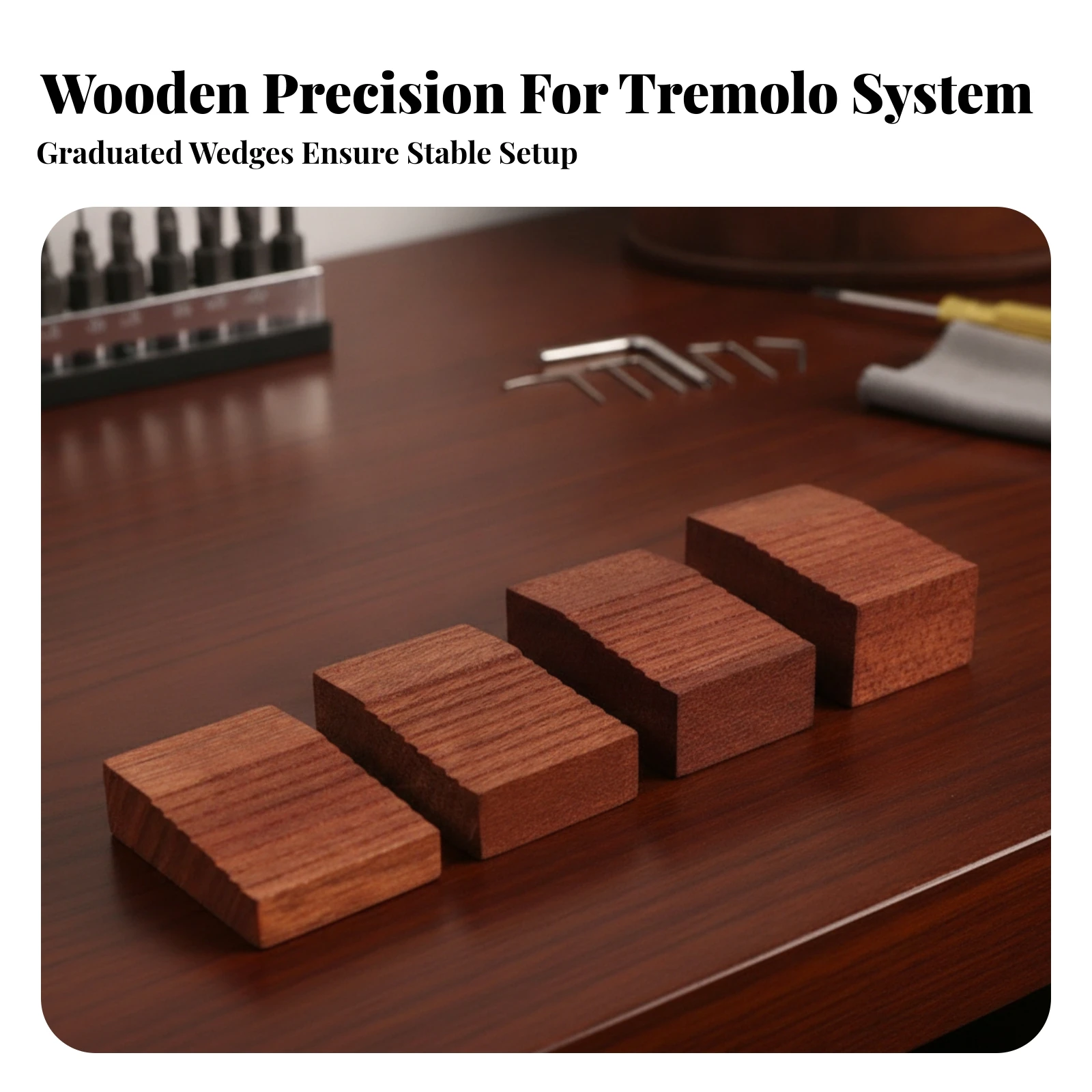 4 Pieces Floating Tremolo Setup Block Compatible Tremolo Setup Block Guitar Wedge Wear-Resistant Luthier Tool Varnished