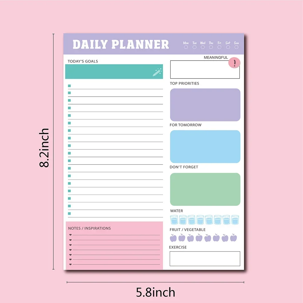 60 Sheets English Daily Planner To Do List Daily Schedules Memo Notepad Notebook Stationery