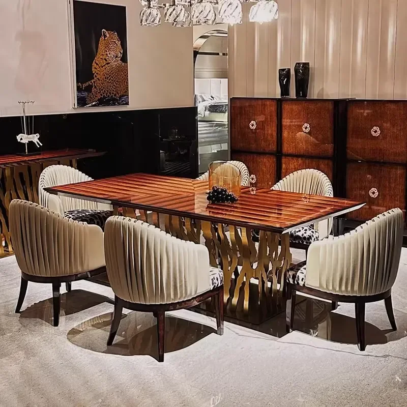 Modern Large Royal 4 - Seater Dining Table Set: Marble Top with Premium Metal Base, a Dining Table