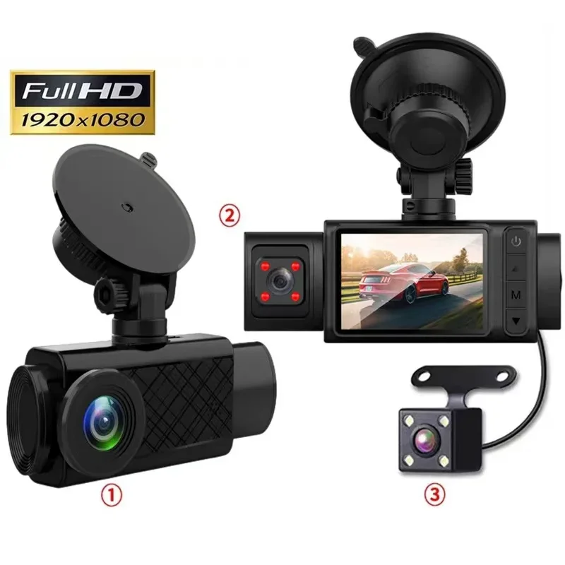 

1080P Front & Rear 170° Car Driving Recorder Auto Dash Cam WIFI Three -lens 2 Inch Video Recording DVR Camera