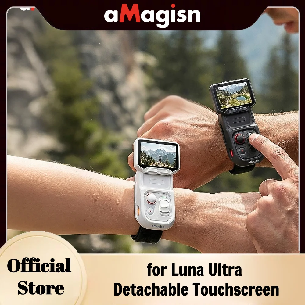 aMagisn Silicone Case with Wrist Strap for Insta360 Luna Ultra Detachable Touchscreen , Real-time Preview for Vlogging Travel