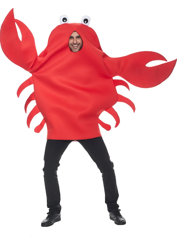 Costume da spettacolo per adulti loween Par Divertente creatura marina Granchio e aragosta Vestito Granchio rosso Aragosta Costume di scena Donna