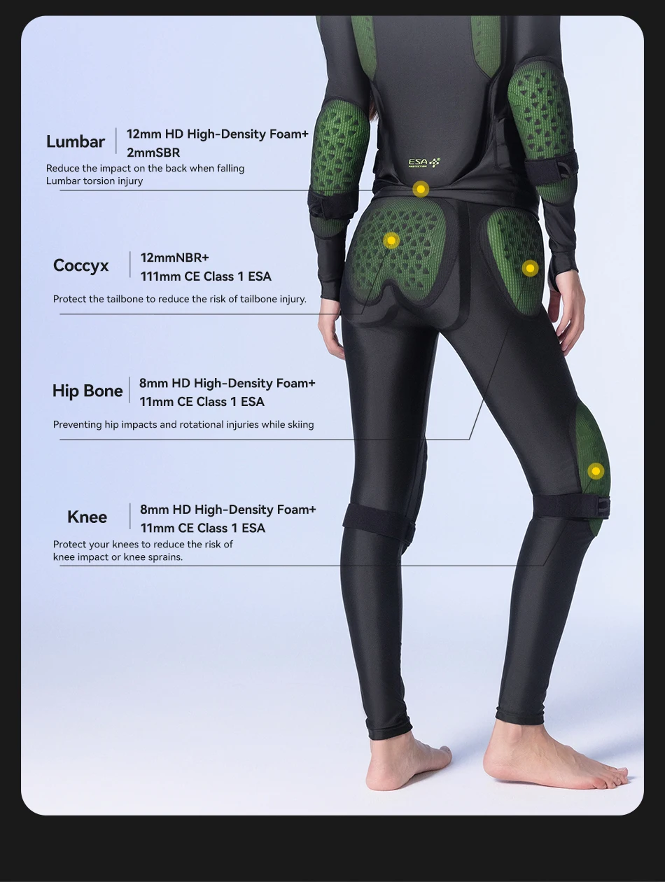 COPOZZ ESA Anti-Kollisions-Rückenbrust-Schlagschutz, Motorrad-Innenjacke, Kleidung, Ganzkörper-Ski-Rüstung, Schutzhose – Detail 13