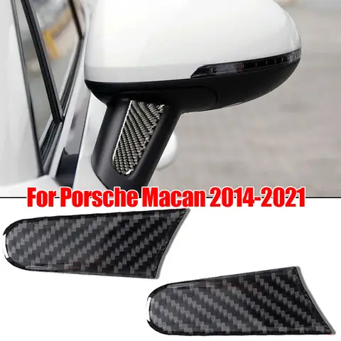2x 탄소 섬유 백미러 차량 장식 안티 스크래치 에폭시 보호 스티커 커버 트림 포르쉐 마칸 2014-2021
