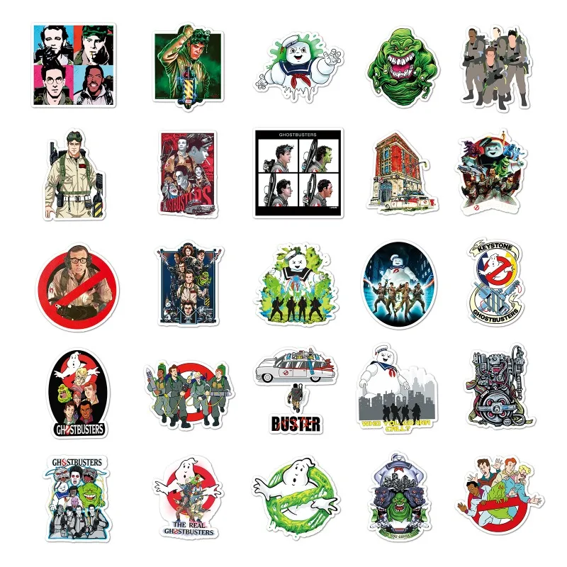 50pcs Ghostbusters Movie Graffiti Cartoon Stickers Waterproof Decorative Water Cup Luggage Desktop Stationery Skateboard Sticker