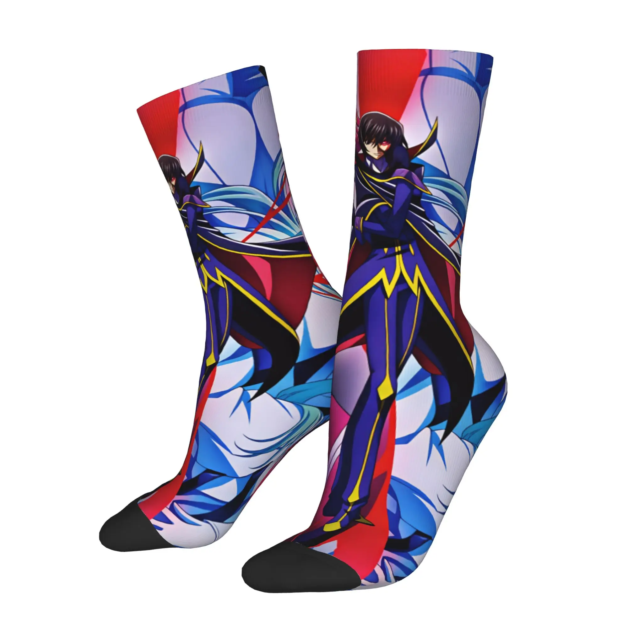 Novelty Men's Code Geass Lelouch of the Rebellion Dress Socks Unisex Warm Breathbale 3D Printing Anime Crew Socks