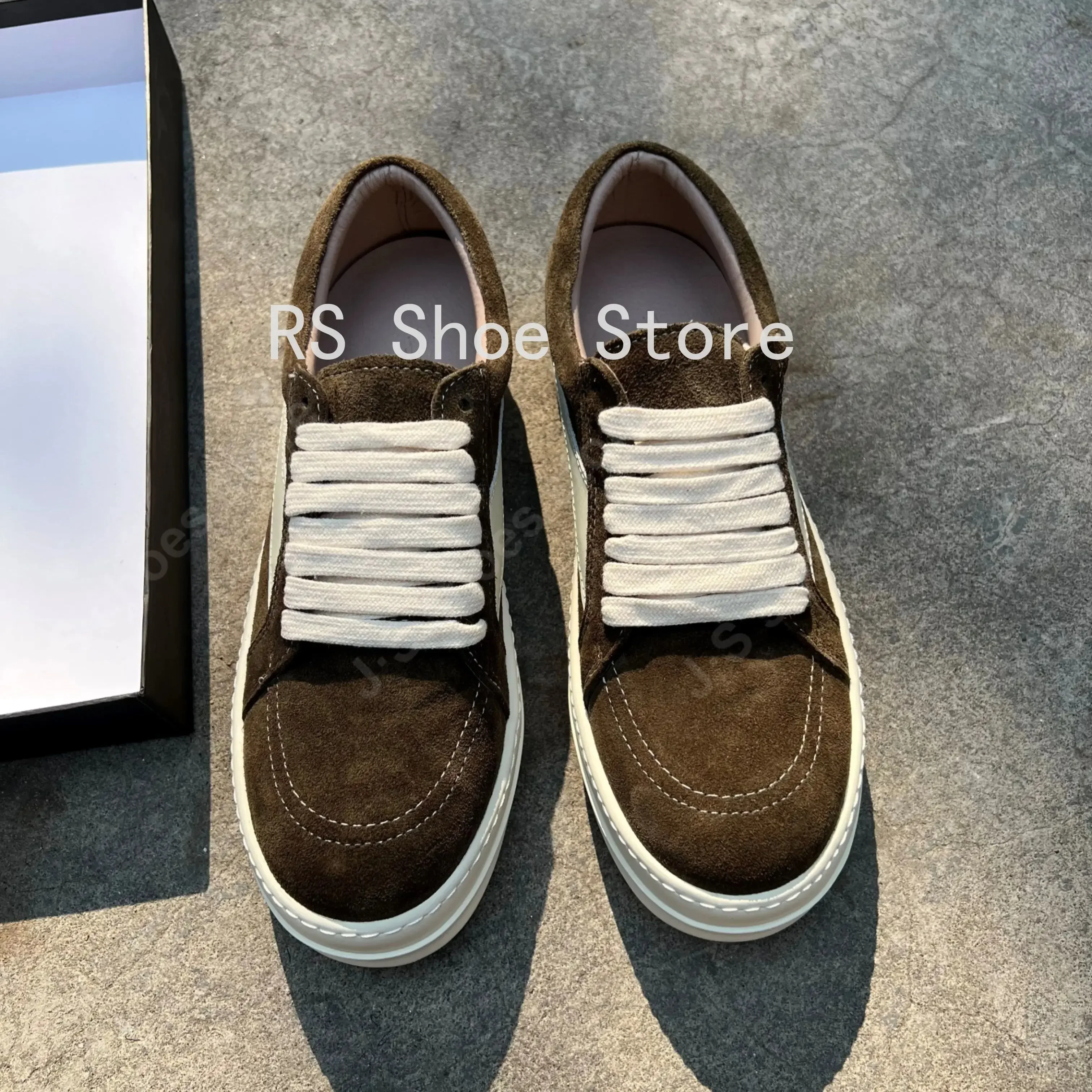 Ro Classic Designer الرجال حذاء رياضة منخفضة أعلى النساء براون الجلد المدبوغ أحذية جلدية حذاء كاجوال الدانتيل يصل ريترو شقة أحذية رياضية من قماش القنب