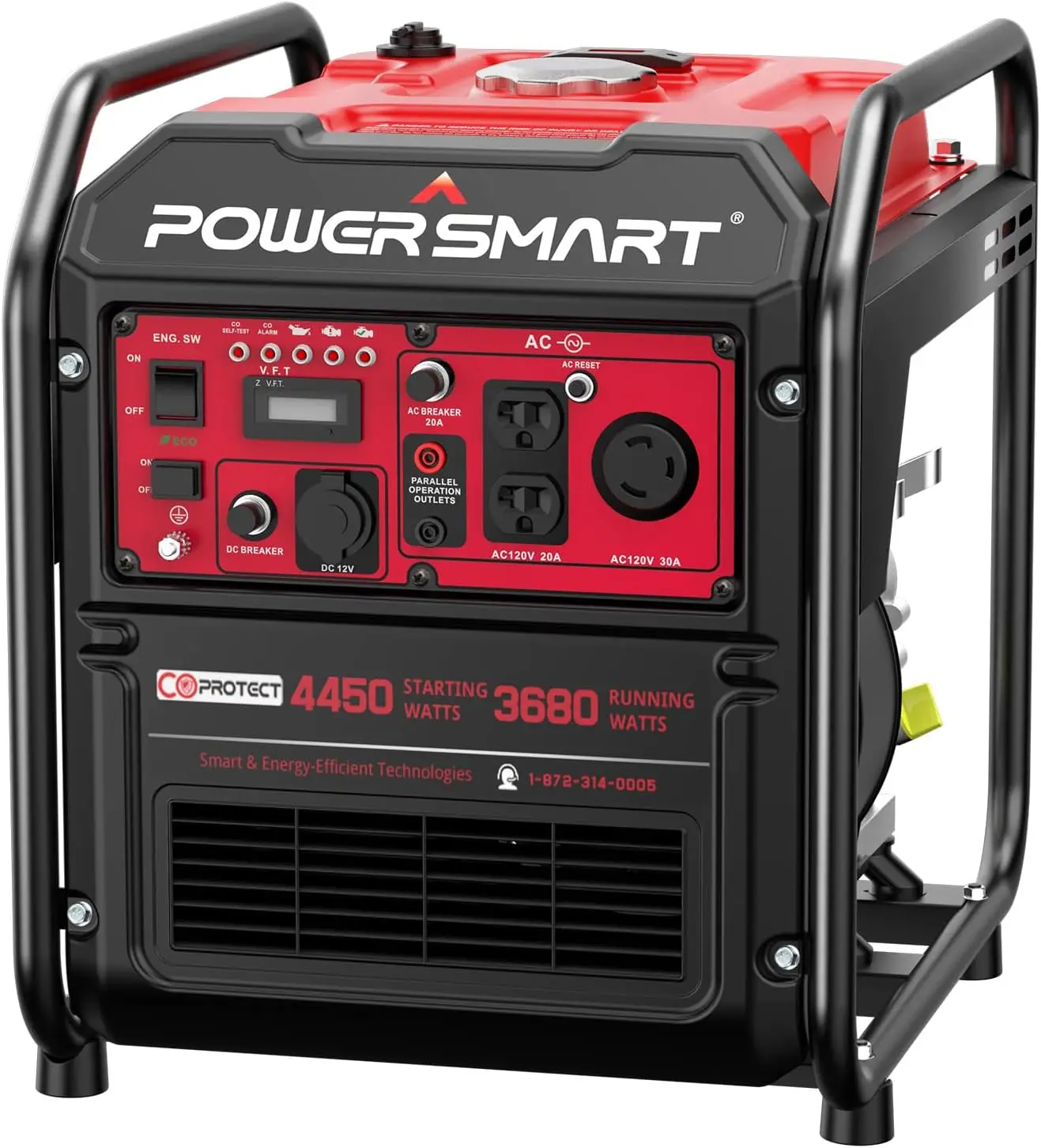 4450-Watt Gas Powered Portable Generator with Inverter Technology, CO Sensor, RV Ready 30A Outlet, Lightweight & Quie