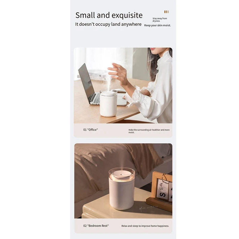 เครื่องทำความชื้นขนาดเล็กแบบพกพาเครื่องทำความชื้นบนโต๊ะขนาดเล็ก500มล. เครื่องทำความชื้นตั้งโต๊ะส่วนบุคคลแบบ USB สำหรับห้องนอนพืช