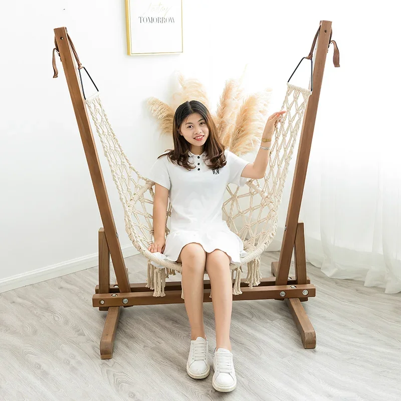 Swing indoor household outdoor cradle chair courtyard hanging basket solid wood rocking chair leisure chair balcony