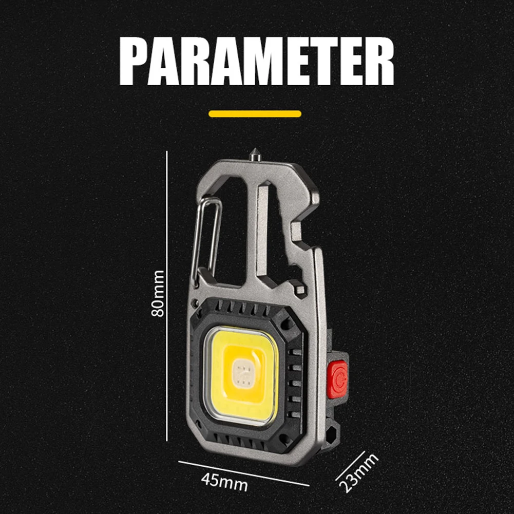 LED Keychain Flashlight Mini COB Lights Screwdriver Emergency Wrench Hammer Portable Key Ring Work Light Torch Outdoor Camping