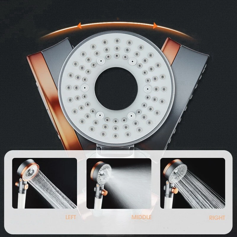 Double Sided Shower Head Rainfall Bathroom 3 Modes ABS Round Chrome Water-Saving Nozzle G1/2 Wall Mounted Adjustable Shower