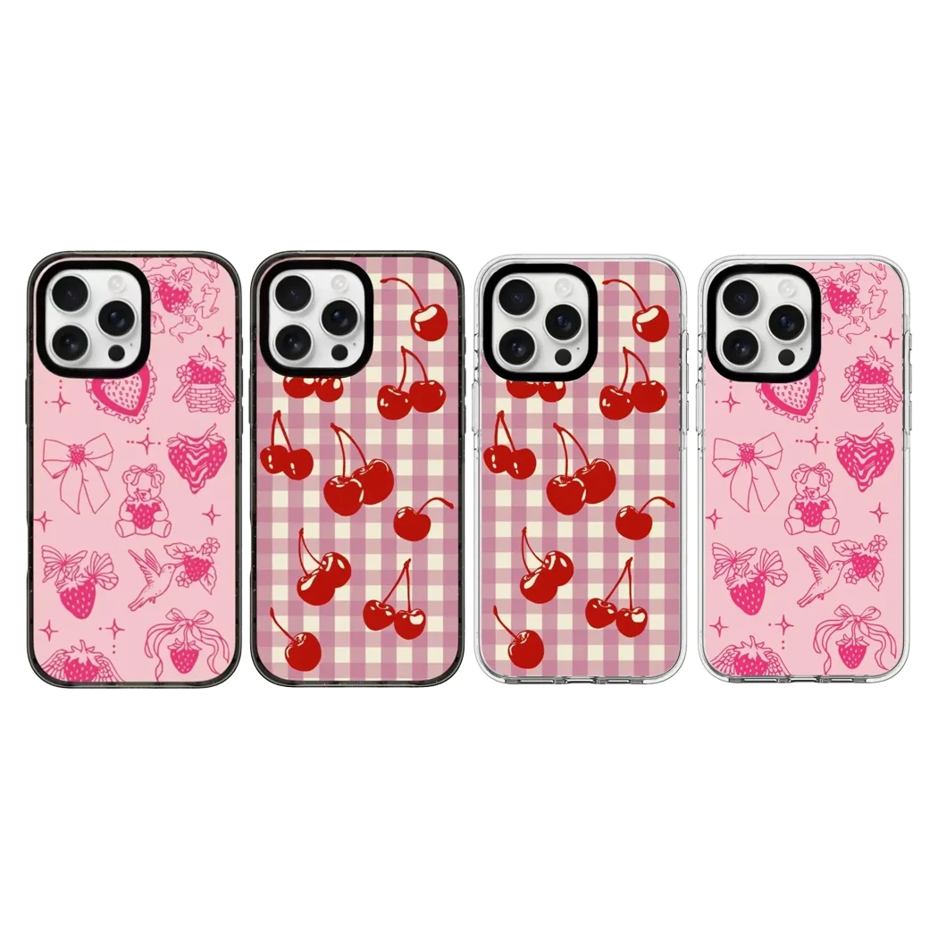 Cherry Plaid 2.0 Acrylic Black White Border Magnetic Case: Compatible with IPhone 17 16 15 14 13 12 Pro Max 17 Air