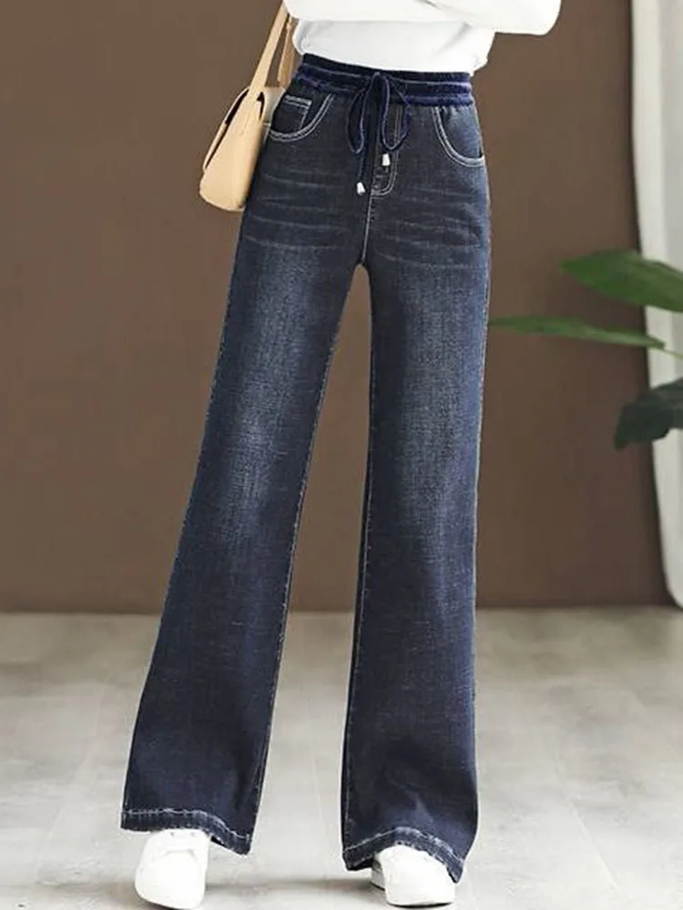 Women Baggy High Waist Wide Leg Jeans Korean Streetwear Oversize 34 Straight Denim Pants Spring Fall Causal Vintage Kot Pantolon