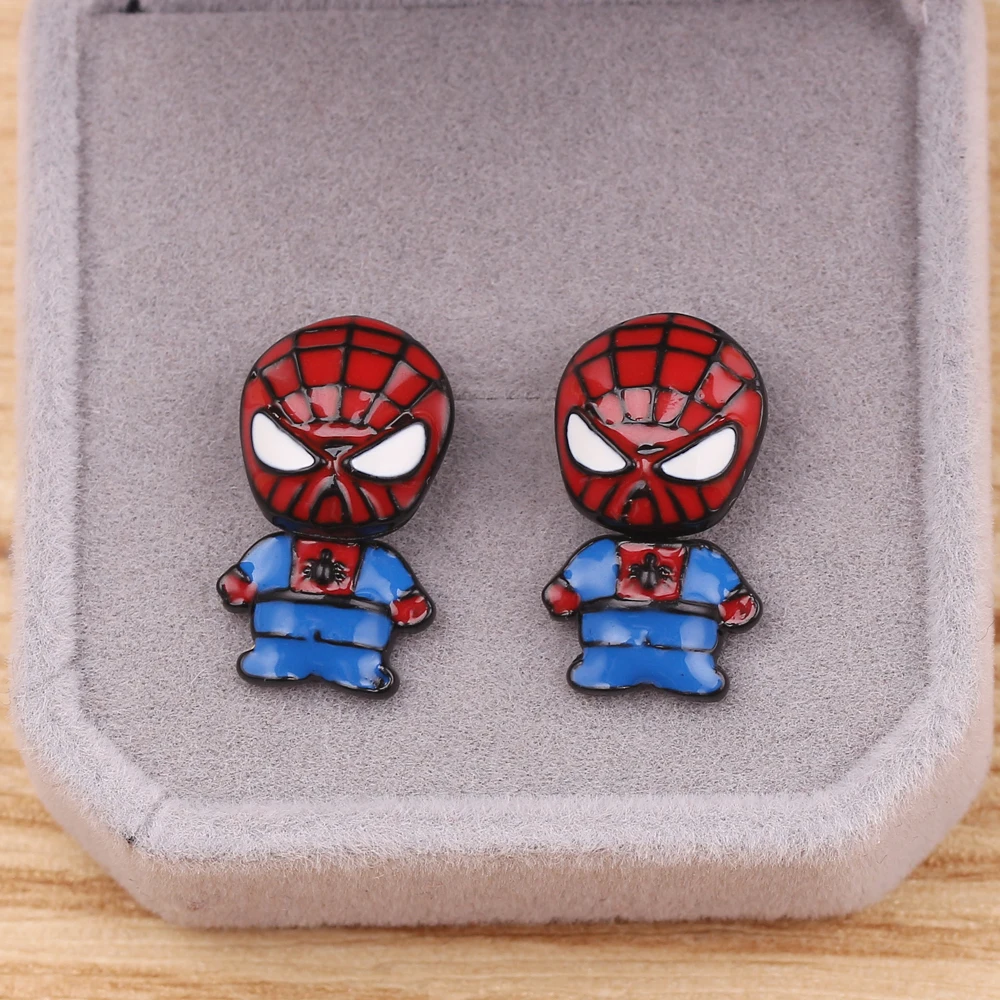 Superhero Spider Man Iron Man Detachable Ear Studs Cute Q Version Earrings Jewelry Accessory for Women And Men view 4