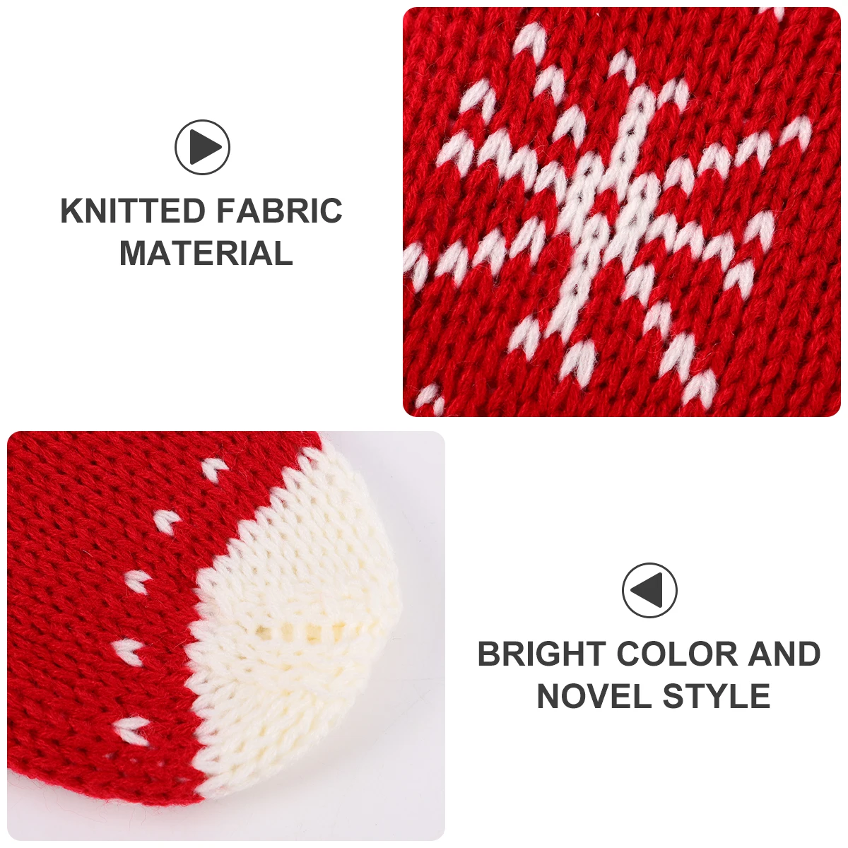 

3pcs Christmas Wool Socks Bright Color Thick Cable Knit Cuff Festive Home Decoration Snowflake Pattern Sock Red