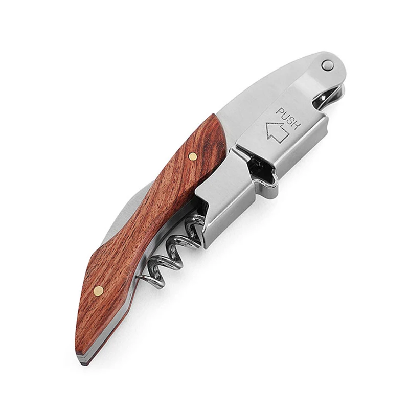 Stainless Steel Multifunctional Wine Bottle Opener, Rosewood Handle, Shark Shaped Wine Key, Corkscrew, Waiters Bartenders Gift