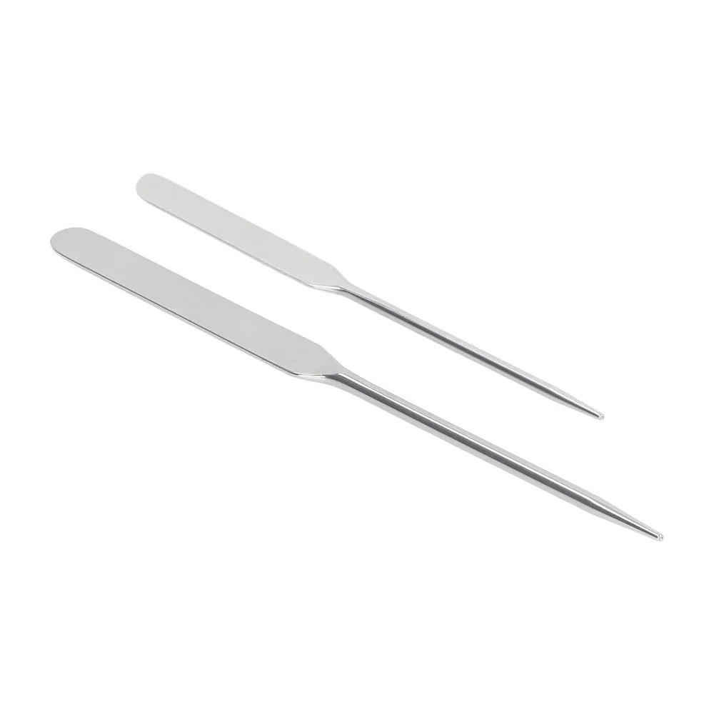2pcs Set Double Ended Makeup Mixing Spatula Stainless Steel Spatula Shovel Shape Nail Art Stirring Rod Silver