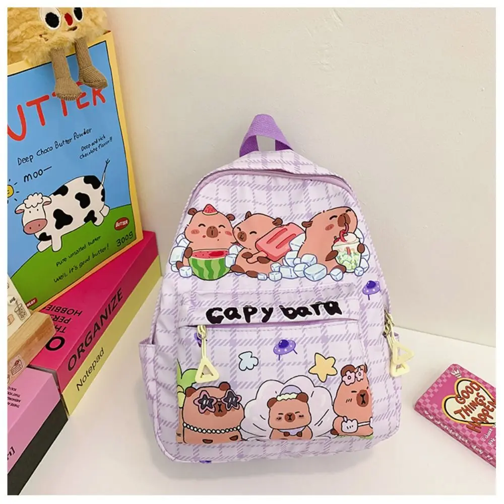 Novo capivara dos desenhos animados mochila ultra-leve respirável sacos de escola das crianças padrão saco de livro