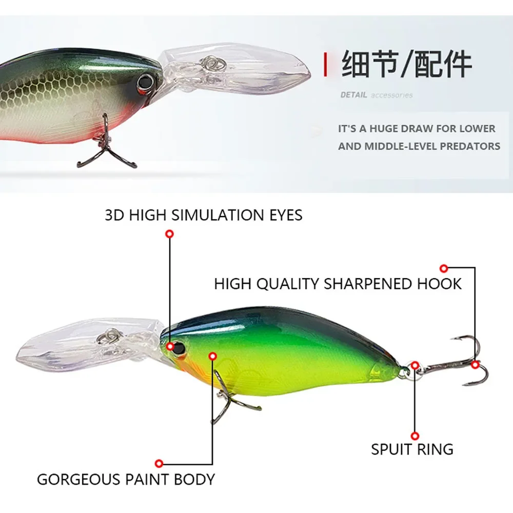 70mm 18g Deep Diving Crankbaits Fishing Lures Floating Wobbler for Sea Bass Pike Swimbait Artificial Hard Bait Pesca Equipment image 5