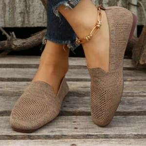 Square Toe Mesh Mesins für Frauen, flache Turnschuhe, weicher Hintergrund, gestrickte Schuhe, Freizeitschuhe, feste Farbe, 2024 8 Hauptverkaufssneaker Kinder nautisch - №2