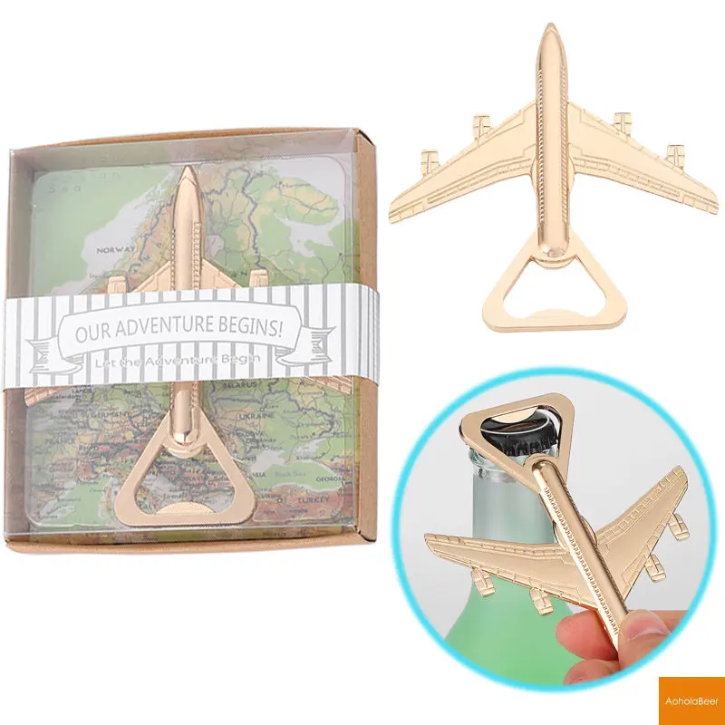 

1pc Golden Plane Shape Bottle Opener Funny Airplane Package Beer Opener Gifts Creative Wedding Favors for Guests Cool Gifts