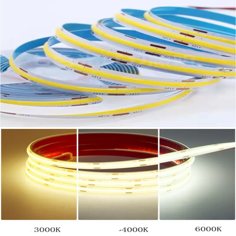 Imagem -05 - Impermeável Led Strip Light dc 12 24v Cob Cct mm mm 10 mm de Largura Ip68 Dual Color Regulável Três Temperatura Cor 2700k6500k