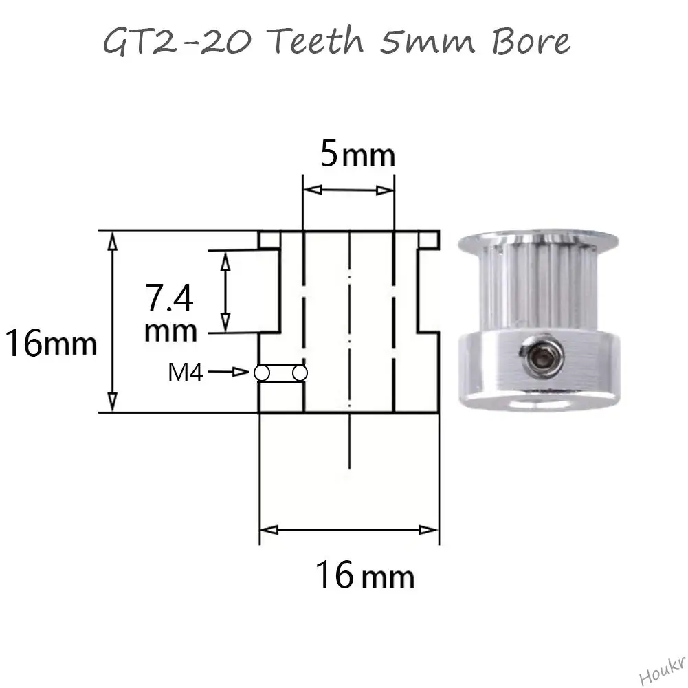 Piezas de impresora 3D, polea de sincronización GT2, 20 dientes, diámetro de aluminio, 5mm, 8mm, ruedas síncronas, pieza de engranaje, impresora 3D Creality