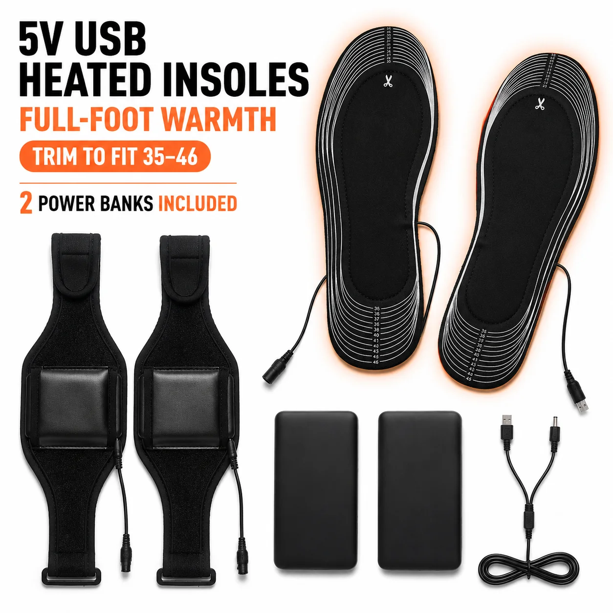 Heated Insole Rechargeable - USB 충전식 발열 깔창 5V 풀풋