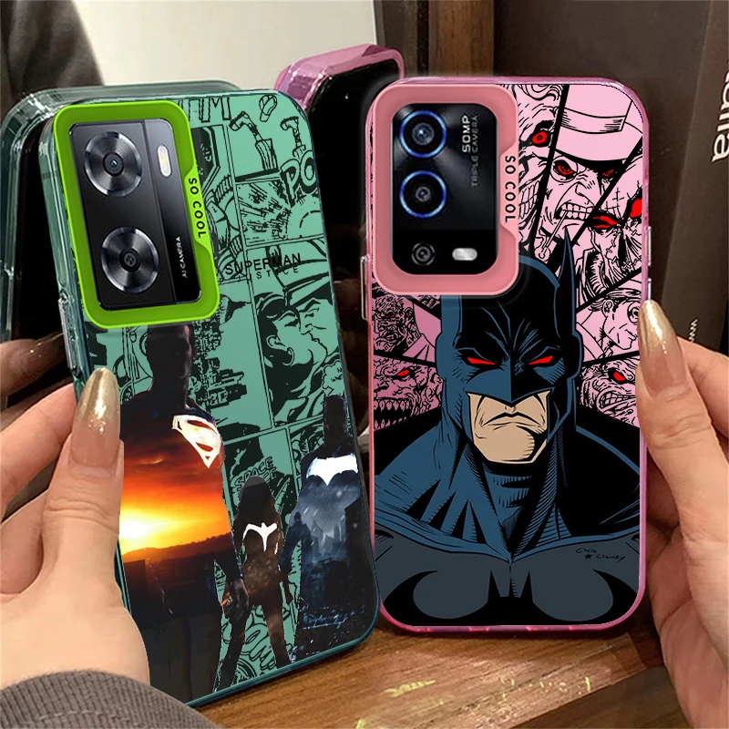 B-atmans Cute Superhero For OPPO Reno A98 A78 A76 A74 A58 8T 7Z 7 6 Pro 2020 4G 5G Fashion Colorful Silver Phone Case