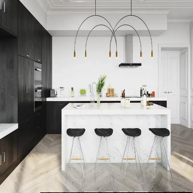 Classic Modern Ghanaian Kitchen Island Cabinets in Roll Up Plywood and Marble