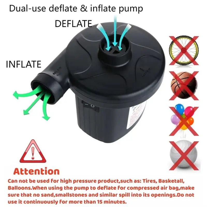 L71A 50W Electric Air Pump With 3 Nozzles For Vacuum Bags, Electric Inflatable Pump For Air Mattress Bed Swim Ring