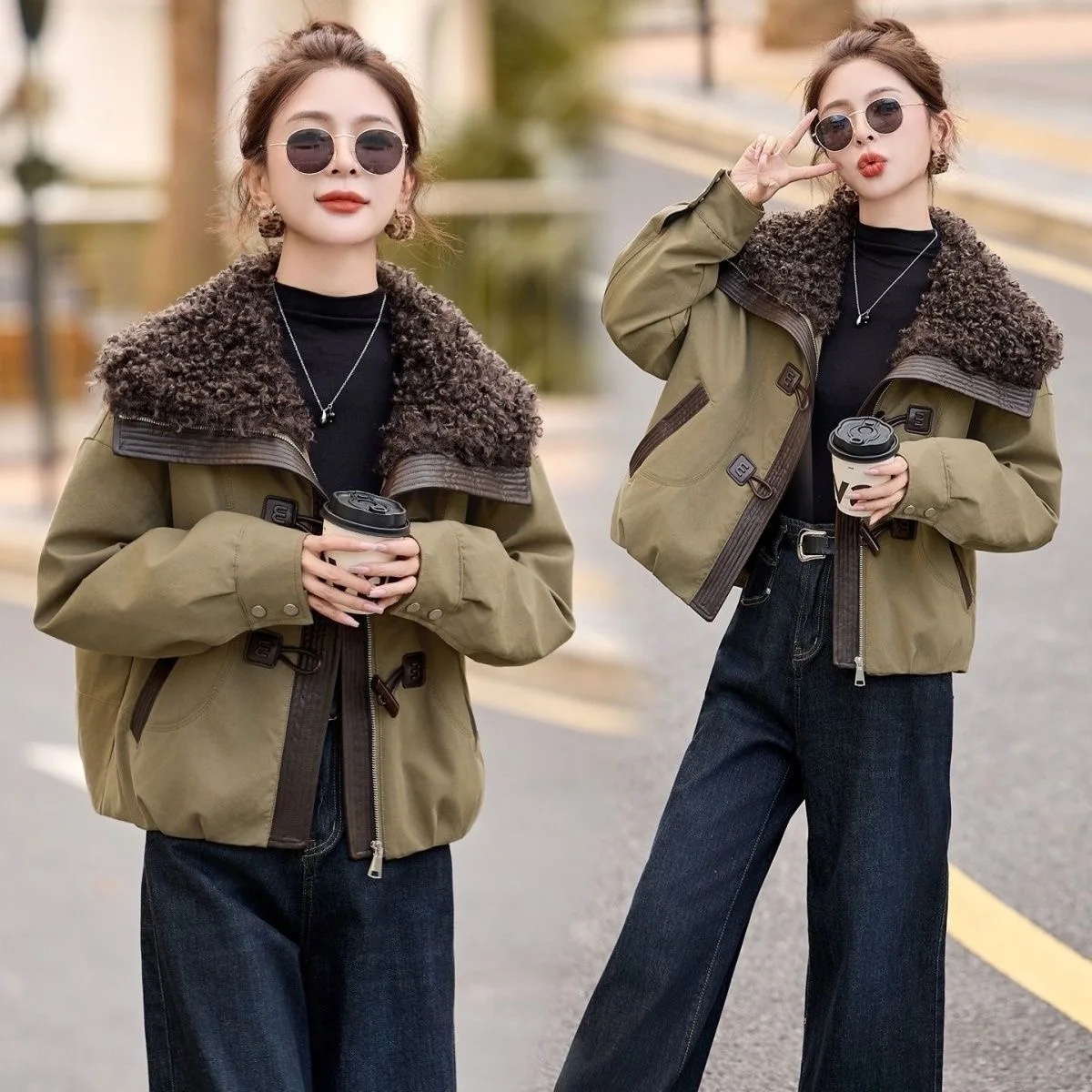 

Winter 2025 Women's Short Parka Style Cotton Jacket Inner Lined Large Collar Fashionable Versatile Warm Stylish Commute Friendly