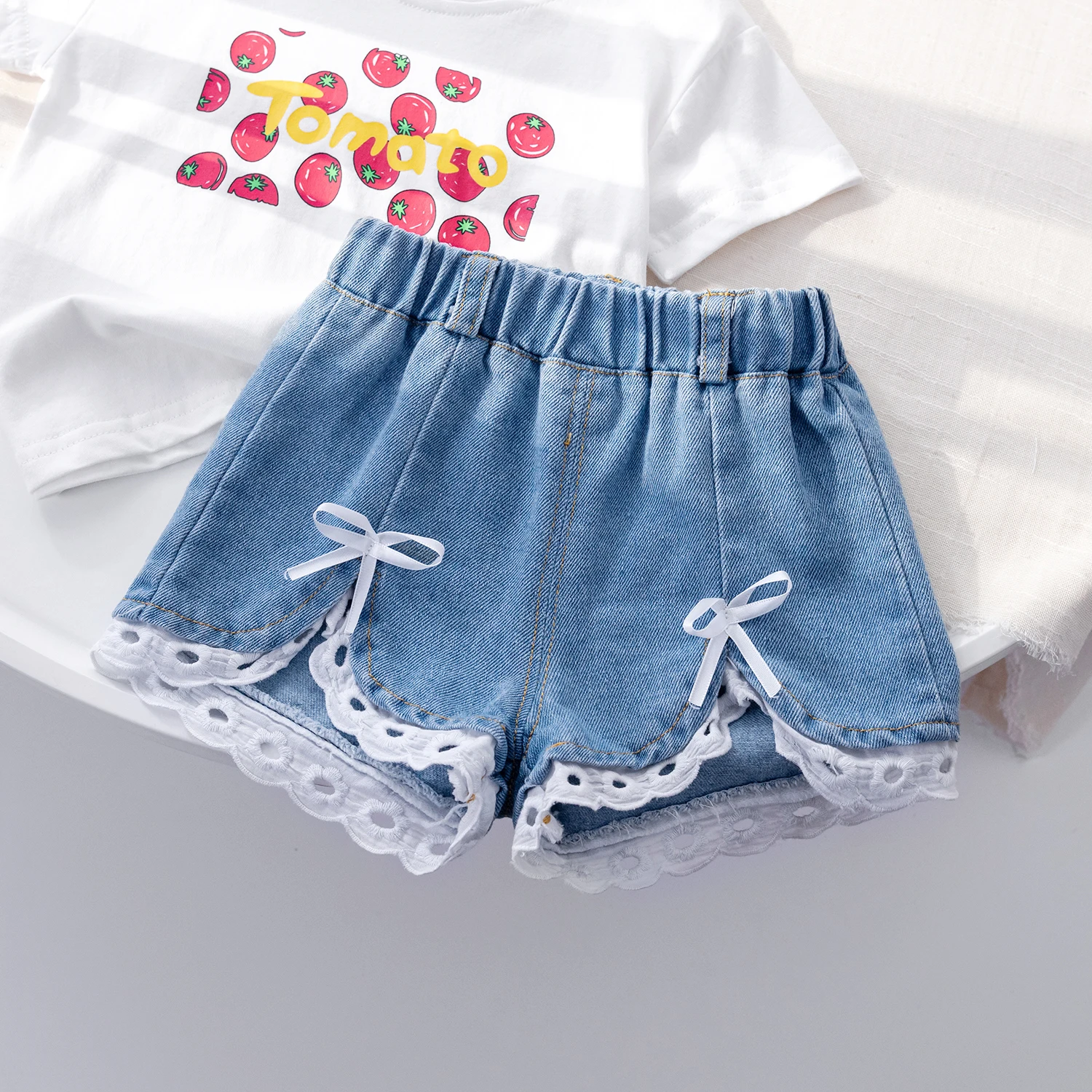 Baby Girls Heart Denim Shorts Kids Summer Clothes 2024 New Korean Children Versatile Loose Short Pants 2-6Years Old ﻿