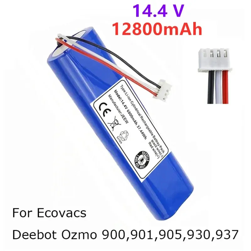 14.4V 12800mAh Robotic Vacuum Battery Pack for Ecovacs Deebot Ozmo For 900, 901, 905, 930, 937 18650 battery