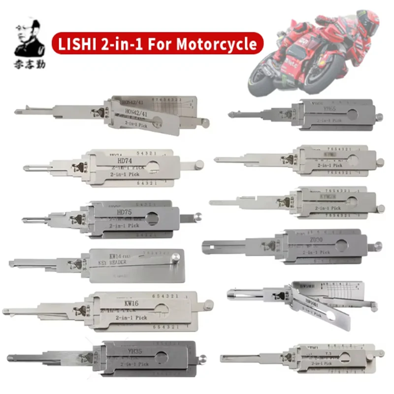Llave Duplicadora Lishi 2 en 1 para Motocicletas HON42/41 HON63 HON70 HD74 HD75 SZ14 KW14 YH65 y BW9MH - Herramienta para Cerrajeros
