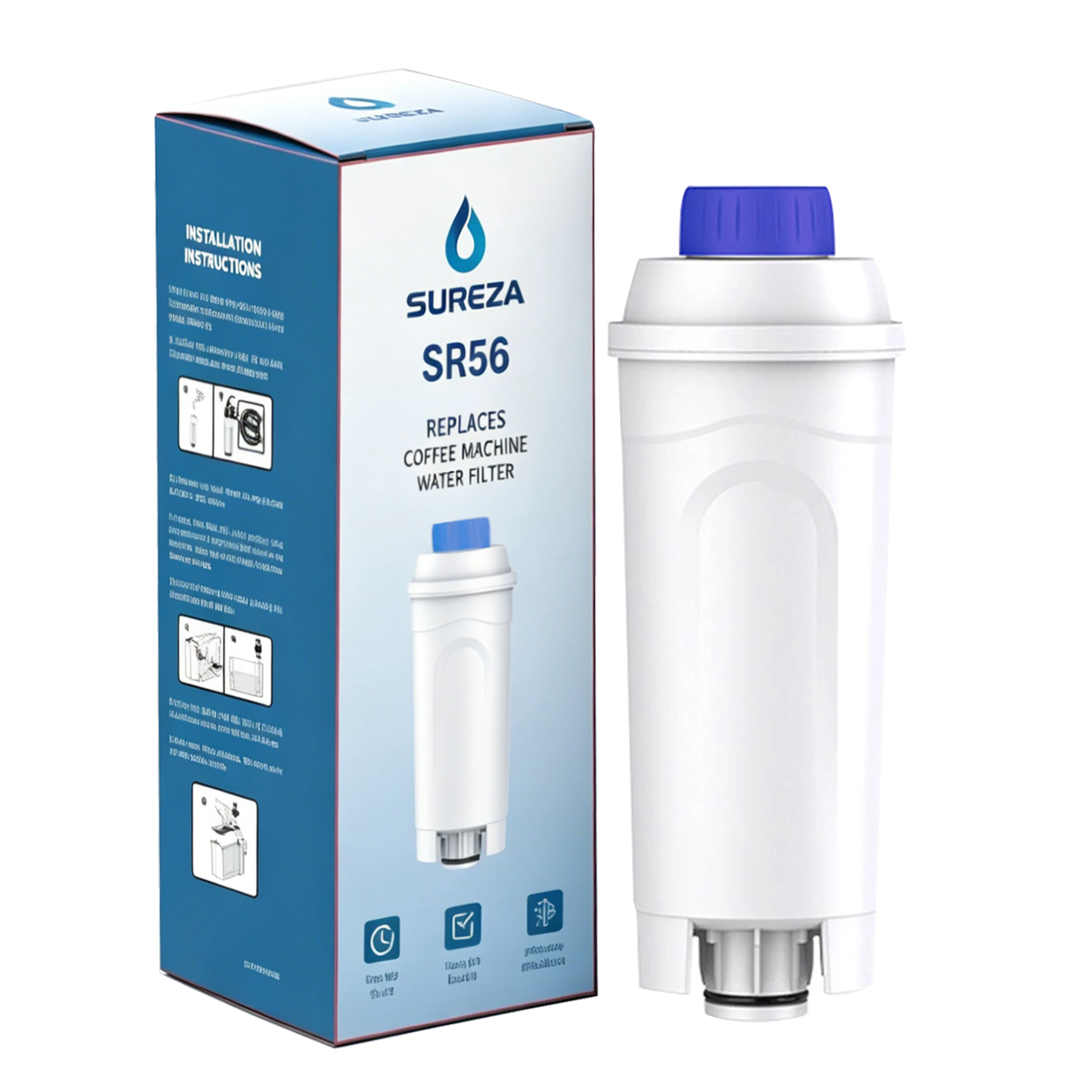 Cartucho de filtro de agua de repuesto para máquinas de café Delonghi, Compatible con el cartucho suavizador EC800/ECAM/BCO DLSC002, 1 ud.