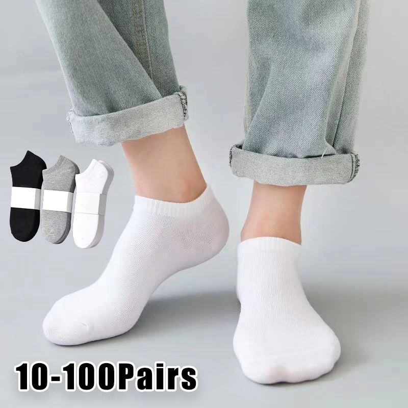 

Summer Mens No Show Ankle Socks Thin Breathable Low Cut Invisible Casual Socks Black Grey White Odor Resistant