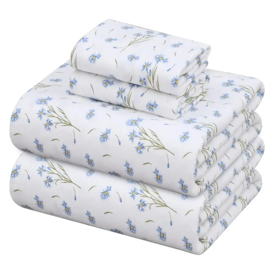 

Flannel Sheets Queen Size 100 Cotton Double Brushed Bed Sheets, Deep Pockets 16 Inches Queen Sheet Set, All Seasons Breathable a