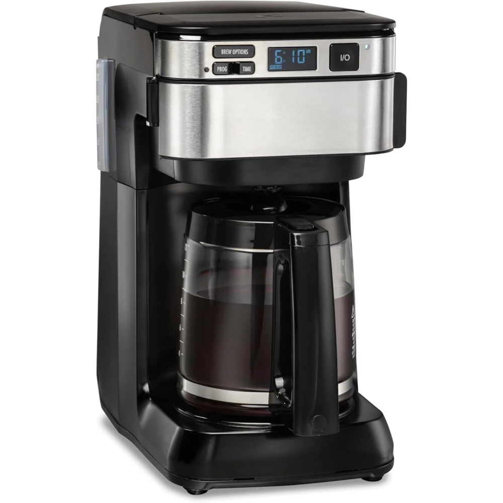 

HAOYUNMA Programmable Coffee Maker, 12 Cups, Front Access Easy Fill, Pause & Serve, 3 Brewing Options, Black (46310)