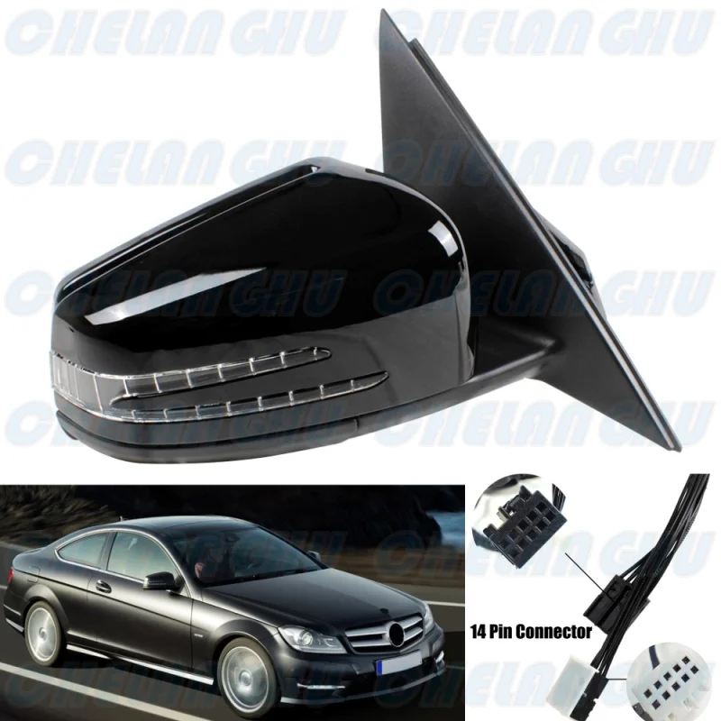 

For Benz W204 C180 C200 C300 2008 2009 2010 2011 2012 2013 Right Side 14 pins Black Painted Memory Auto Fold mirror assembly