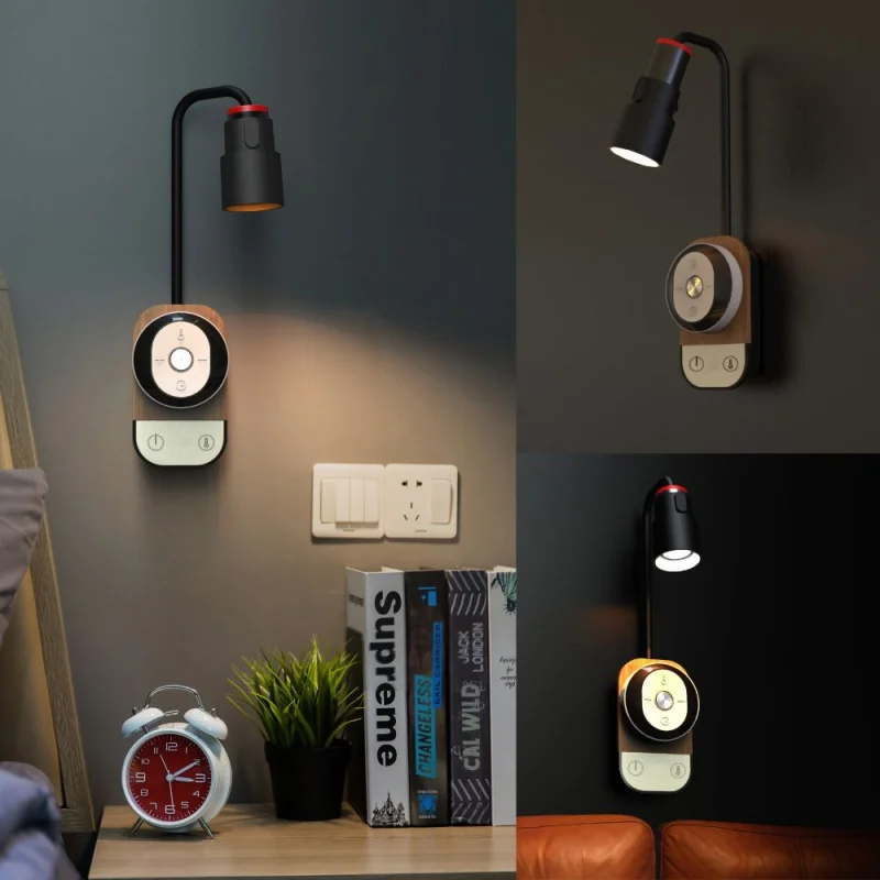 LED Bedside Table Lamp , Eye Protection Magnetic Suction Night Light Multifunctional Wall Lamp Student Dormitory for Study/Read