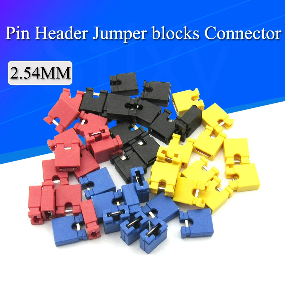 100PCS Pitch 2.4mm Pin Header jumper shorted cap & Headers & Wire Housings Black yellow white green red blue For Arduino