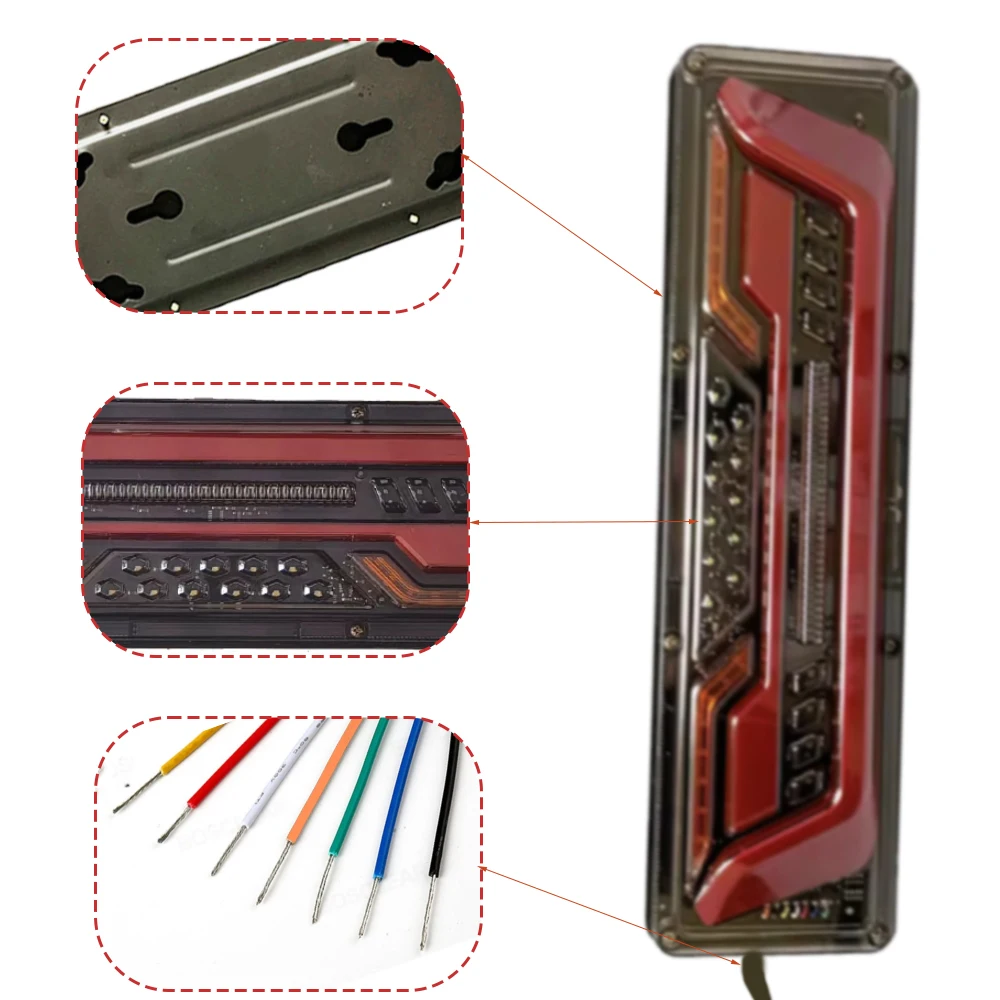 زوج 46 سنتيمتر 24 فولت LED الخلفية الذيل مقطورة أضواء مؤشر إشارة ديناميكية الفرامل وقف عكس مصباح الذيل ضوء لشاحنة مقطورة عربات #4