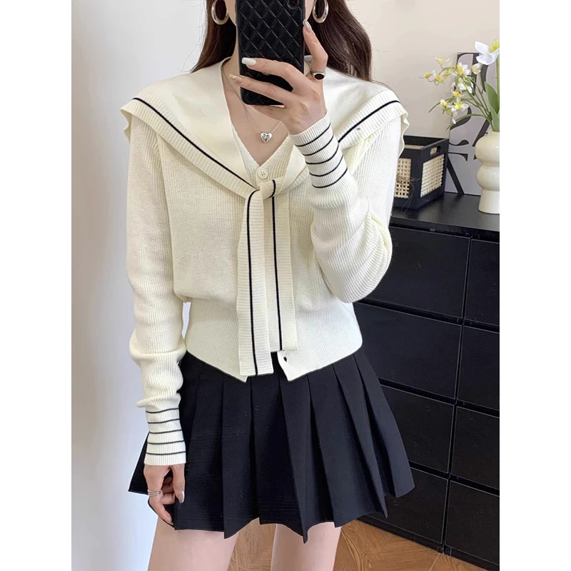 

Комплект из двух предметов: облегающий вязаный топ с воротником-стойкой и легкие леггинсы, женский, модный, базовый слой, маленький размер, французский стиль