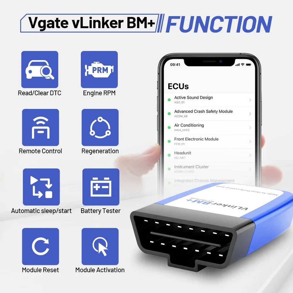 Vgate VLinker BM ELM327 For BMW Scanner Wifi Bluetooth 4.0 OBD2 OBD 2 Car Diagnostic Auto Scan Tool Bimmercode ELM 327 V1.5 V1 5