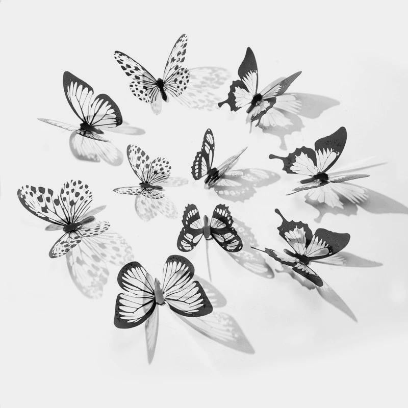 18 Pcs Butterfly 3D Crystal Wall Decal Kid Living Room Bedroom Art DIY Paper Heart Acrylic Mirror Wall Stickers Home Decoration