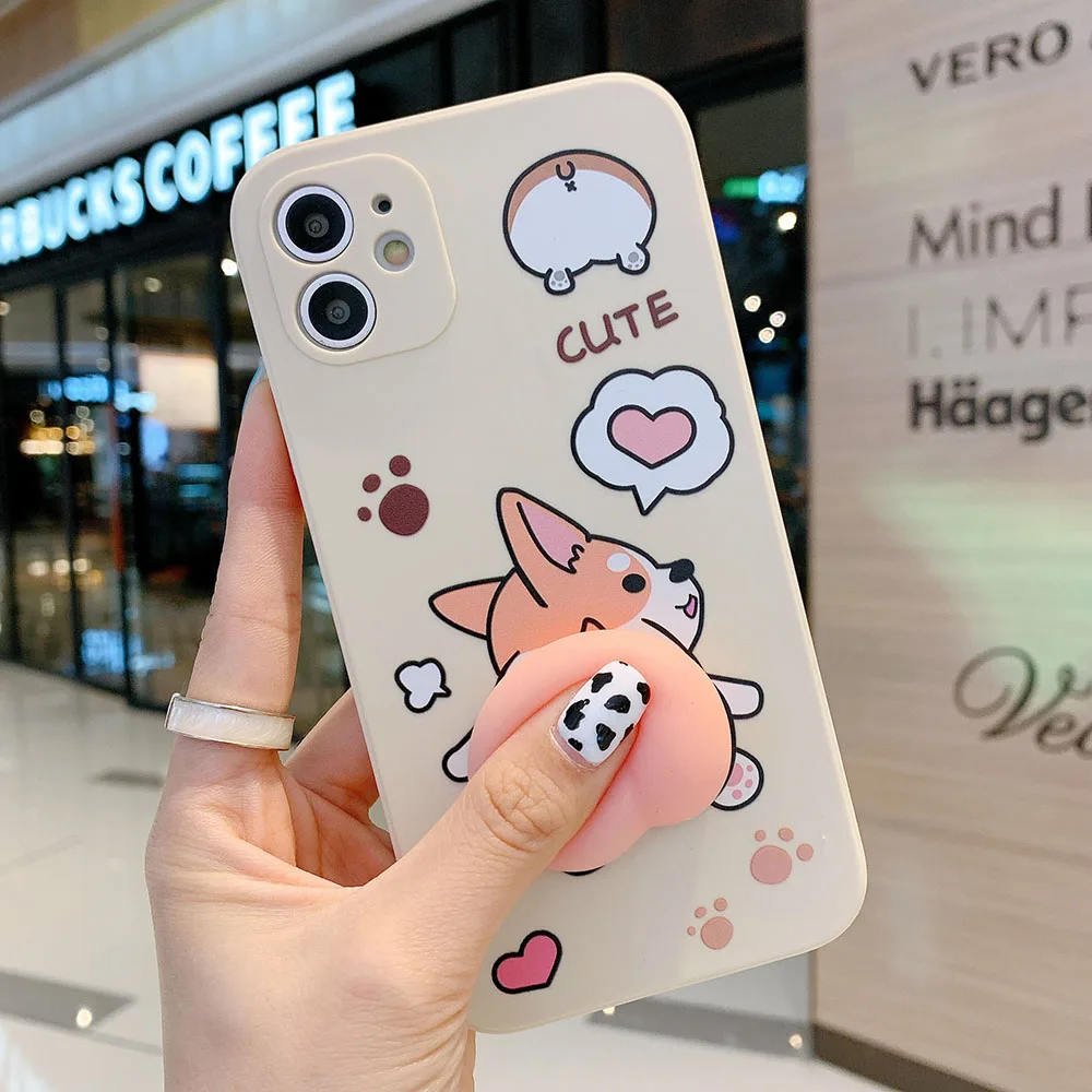 Cartoon Peach Corgi Dog glutei custodia per telefono per Samsung Galaxy A33 A34 A42 A50 A51 A52 A53 A54 A7 2018 A71 A72 A73 5G Soft Cover