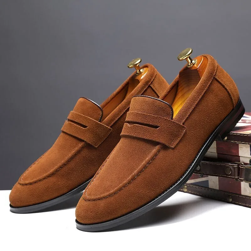 Men's Casual Shoes Suede Genuine Leather Mens Slip-on Light Comfortable Driving Loafers Moccasins Men Party Wedding Shoes